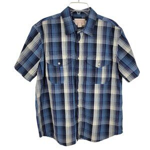 Filson Plaid Camp Shirt Blue Outdoor Fishing Hiking Workwear Gorpcore Large
